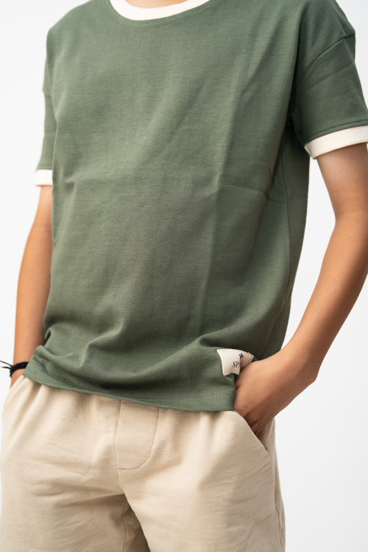 Boys Premium Cotton Tee – Olive Green