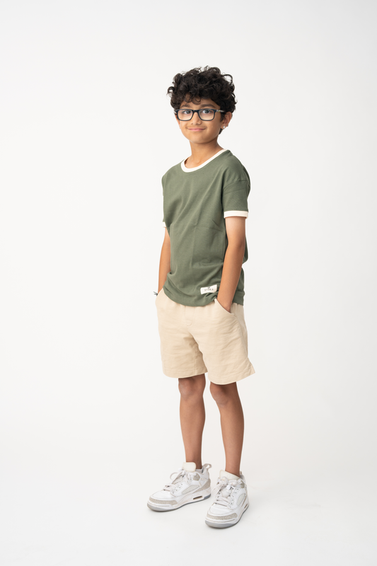 Boys Premium Cotton Tee – Olive Green