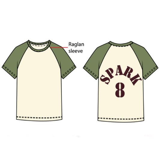 Boys Sporty Raglan Tee – Cream/Olive