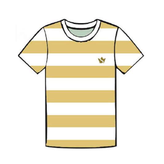 Boys Striped Cotton Tee – Mustard/White