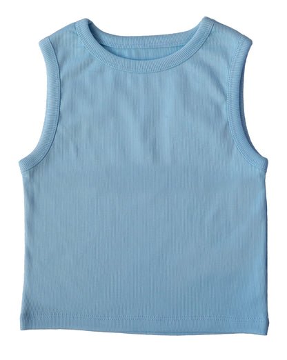 Classic Ribbed Cotton Tank - Sky Blue