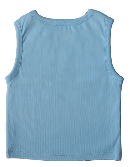 Classic Ribbed Cotton Tank - Sky Blue