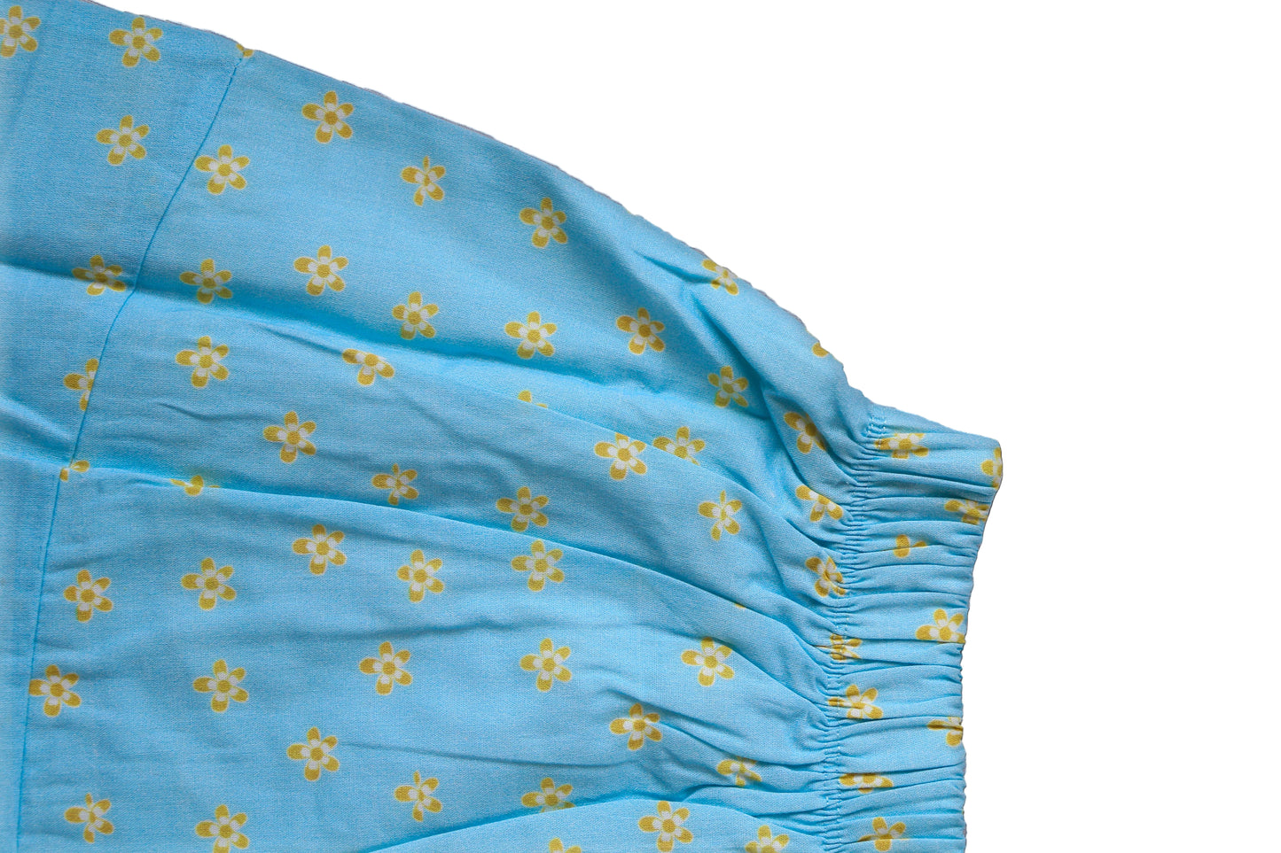 Bloom Print Cotton Skirt - Sky Blue