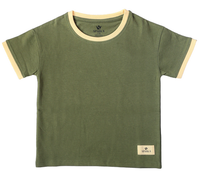 Boys Premium Cotton Tee – Olive Green
