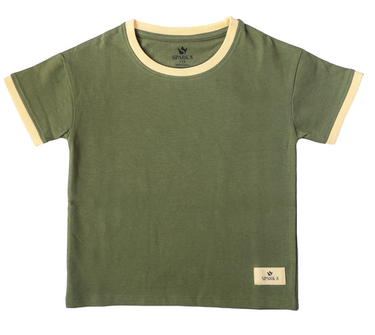 Boys Premium Cotton Tee – Olive Green