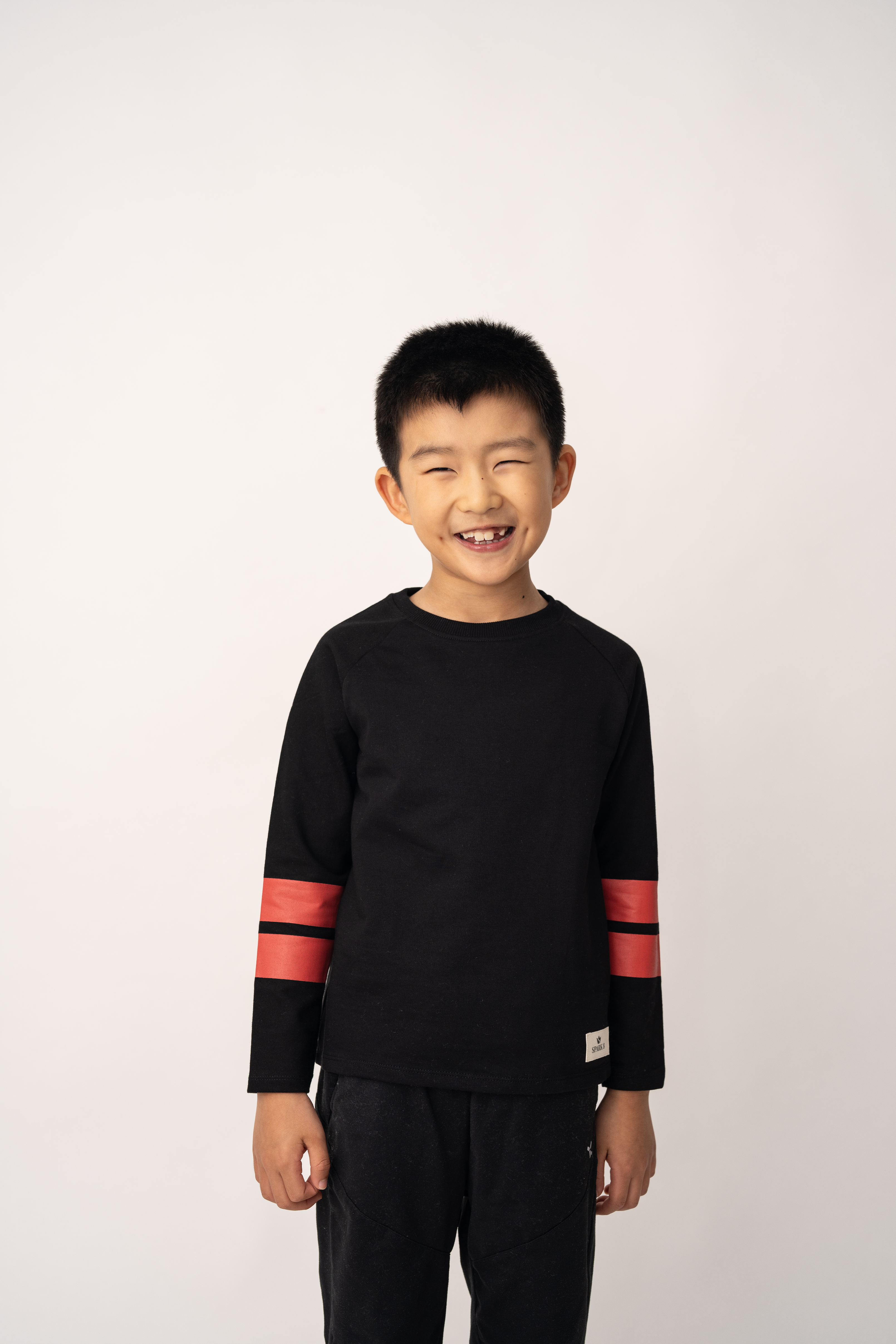 Midnight Stripe Cotton Tee – Black