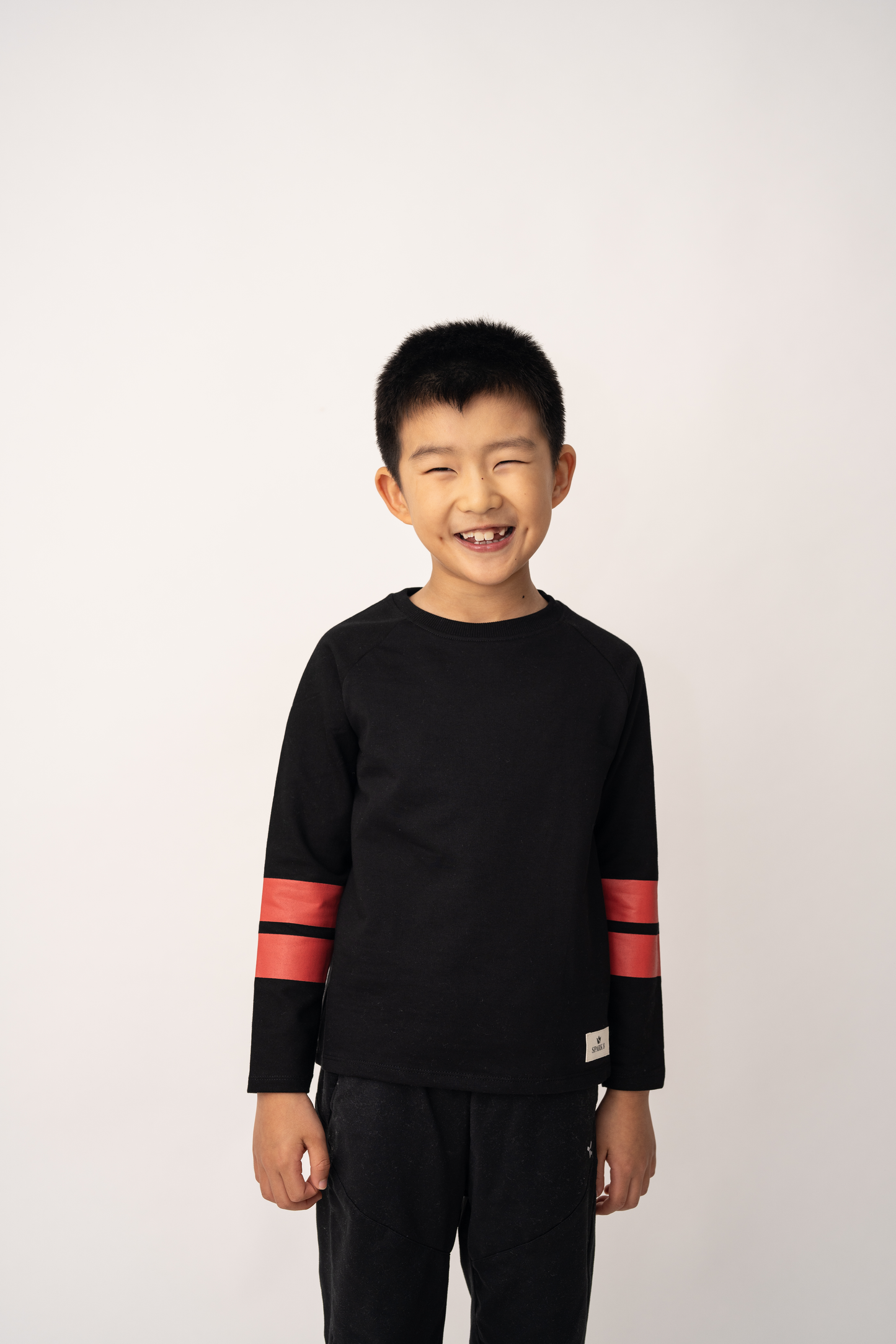Midnight Stripe Cotton Tee – Black